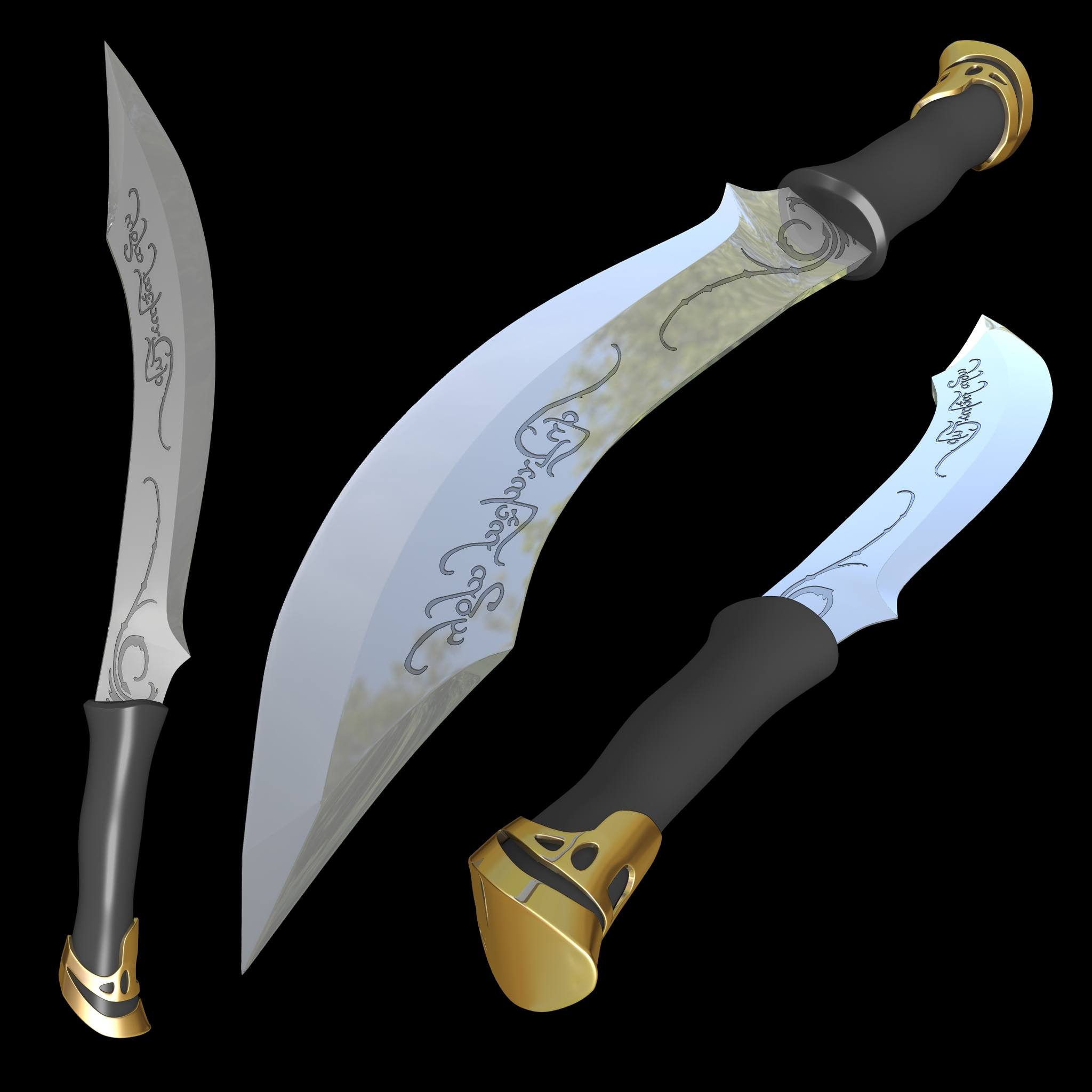 Elven Dagger STL Files – LOTR Inspired 3D Print Model (Digital Download)